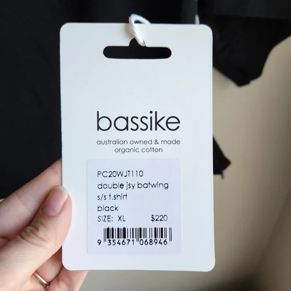 Bassike Double Jersey Batwing Short Sleeve T-shirt In Black Size XL - Picture 6 of 8